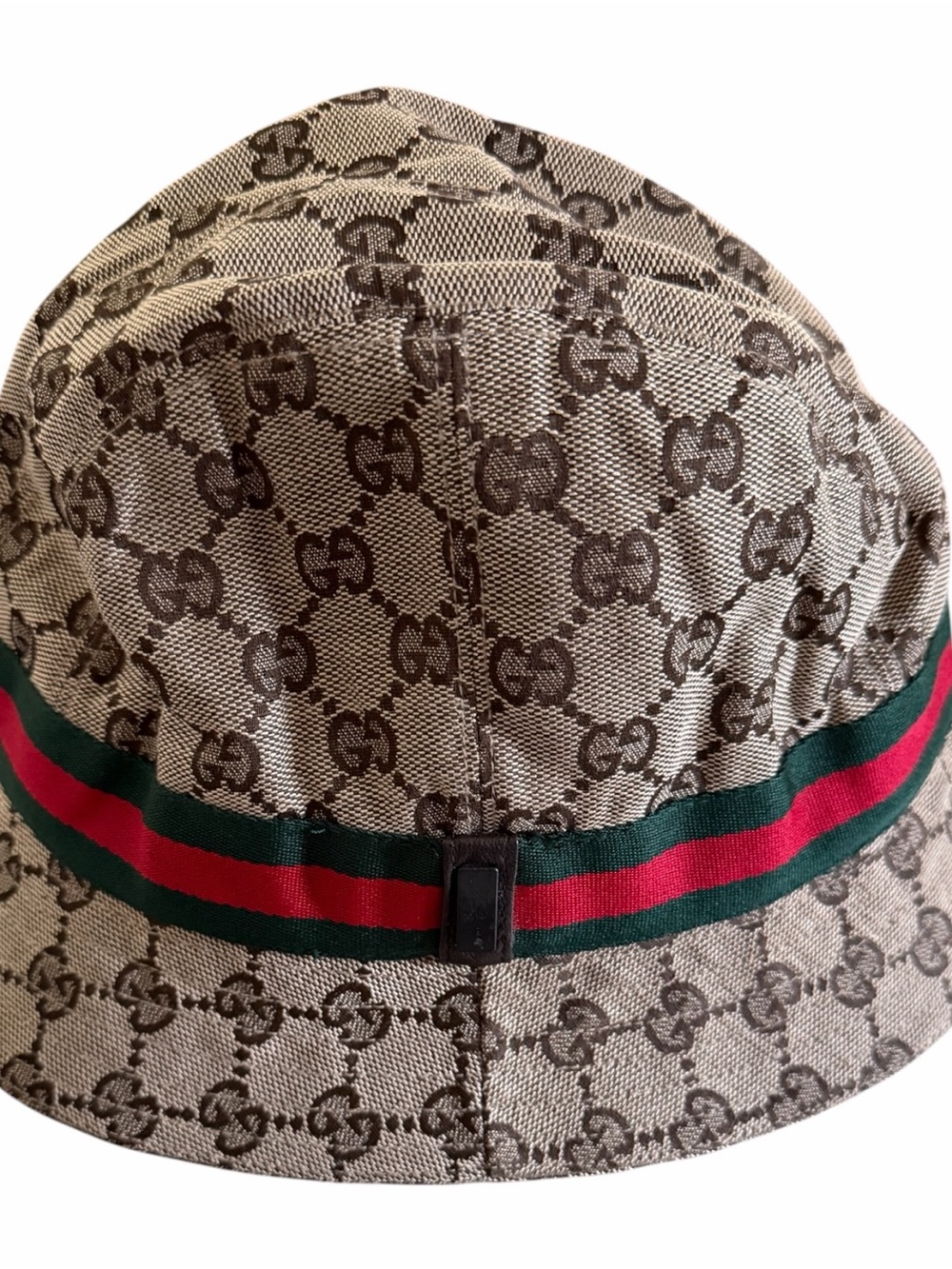 Gucci Brown Monogram Canvas women’s large bucket hat with Web Stripe